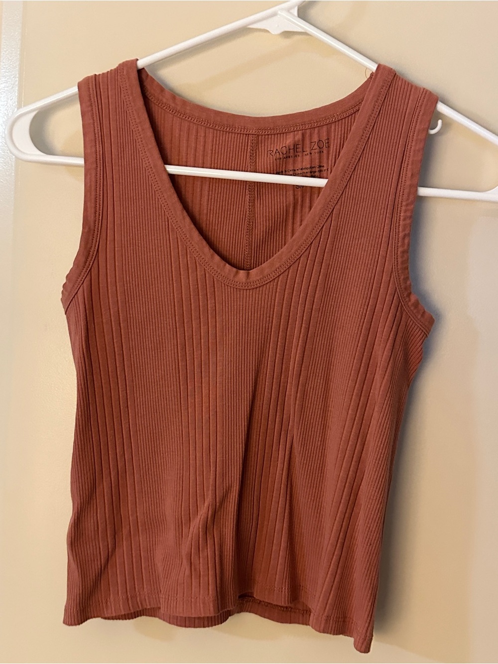 Rachel Zoe Ribbed V-Neck Tank Top - Rust women’s small